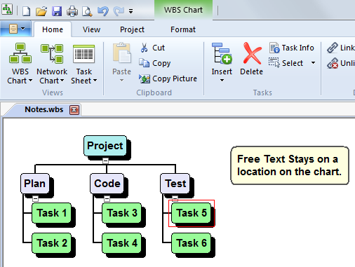 WBS Schedule Pro - Adding Text Boxes to your WBS and Network ...